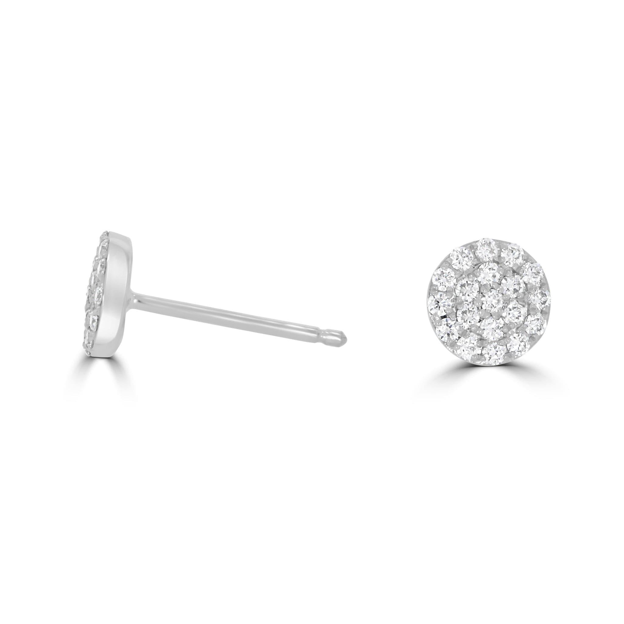 Diamond Cluster Stud Earrings | 18ct White Gold - Rosendorff Diamond Jewellers